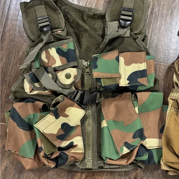 Camouflage and Tan Tactical Vests Cos Play Youth - Picture 2 of 5